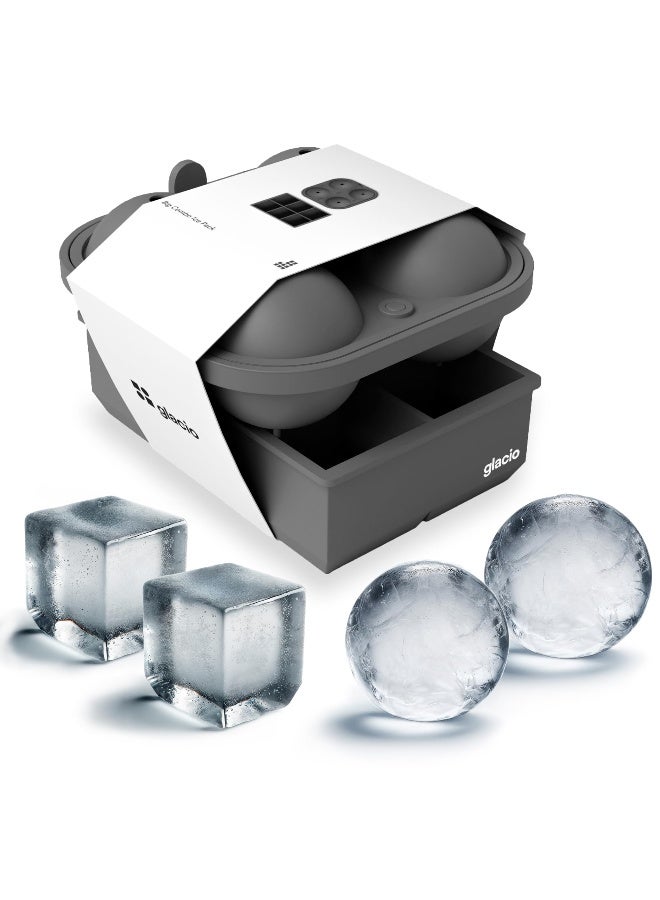 glacio Ball Ice Cube Tray and Big Ice Cube Molds for Whiskey, Slow-Melting, 100% Silicone, No-Plastic, Easy Release, Ideal for Gifting and Elevating Cocktails - Image 1